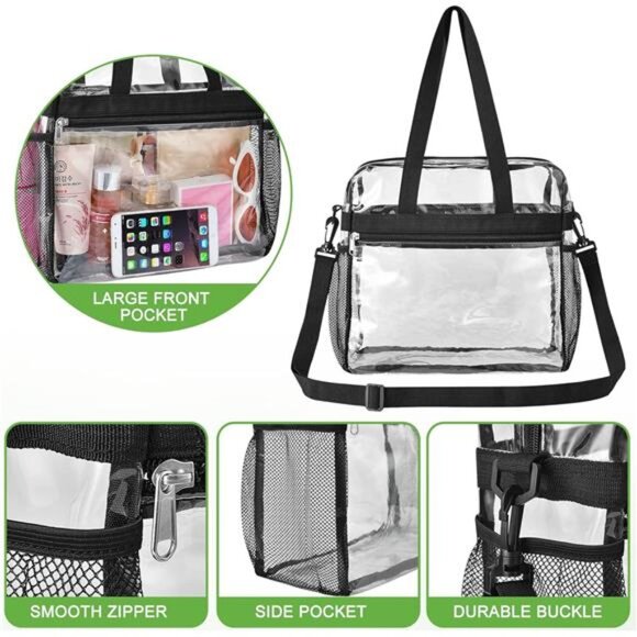 Clear Bag Stadium Approved 12x6x12 Clear Tote Bag with Removable Strap Lunch Bag - Picture 3 of 7